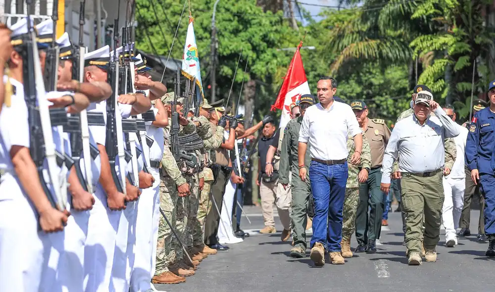 Bajo un fuerte resguardo Jerí desarrolló su visita en Iquitos. Foto: Presidencia de La República.