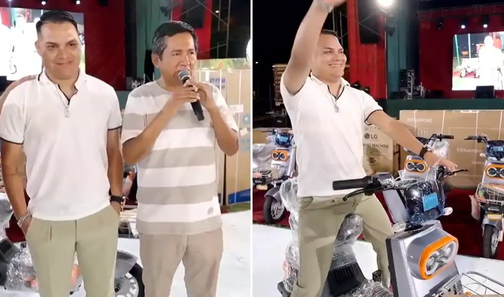 Deyvis Paredes lloró al tener su propia moto gracias a La Bella Luz. Foto: Composición LR/Kick.