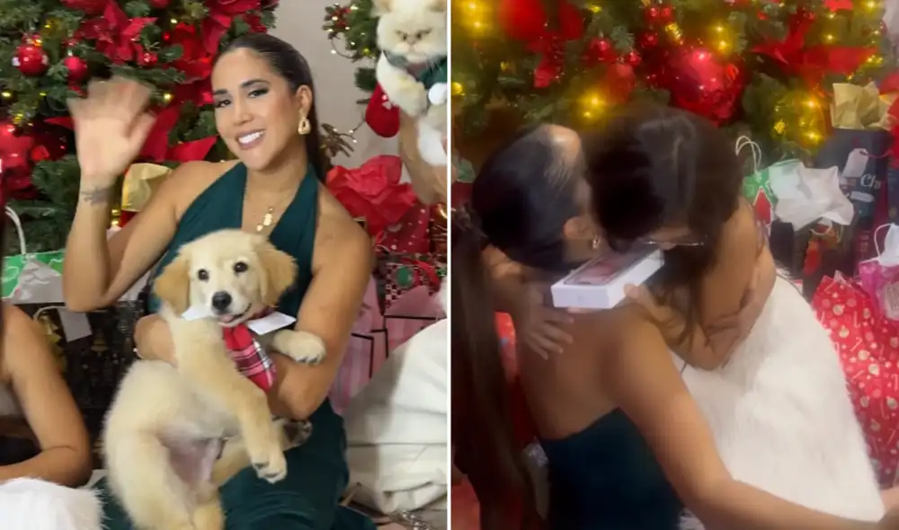 La modelo compartió en redes el momento que vivió junto a su hija durante la entrega de regalos. Foto: Composición LR