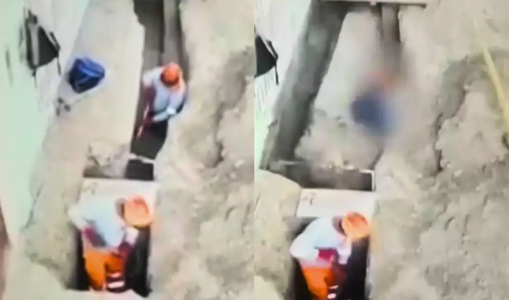 Obrero rescatado tras quedar atrapado en un socavón en Piura. Esteban Paredes, de 50 años, sufrió un derrumbe mientras trabajaba en obras de reconstrucción.