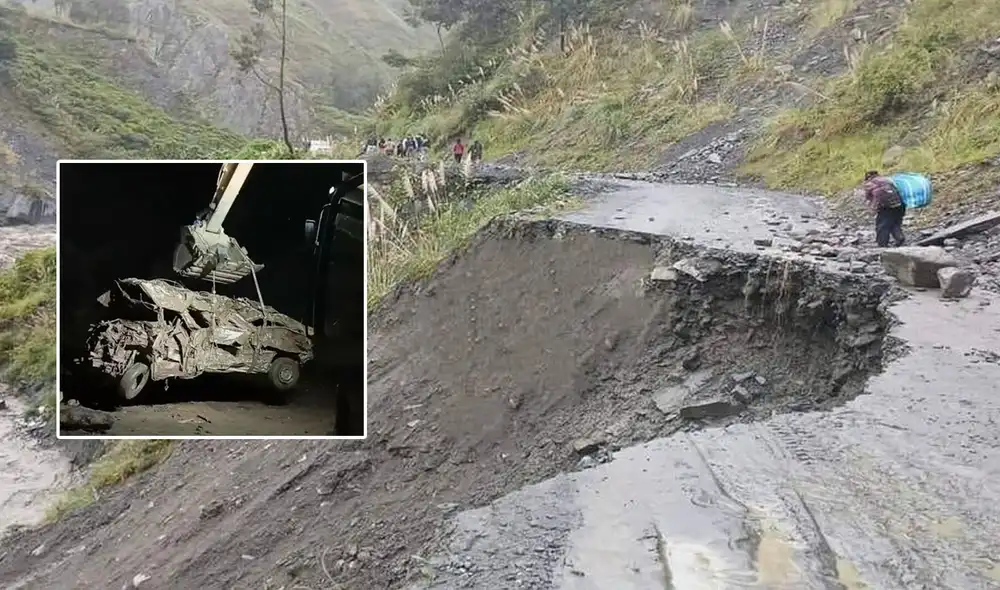 Deslizamiento destrozó minivan, felizmente sin heridos ni víctimas mortales. Foto: difusión. Deslizamiento destrozó minivan, felizmente sin heridos ni víctimas mortales. Foto: difusión.