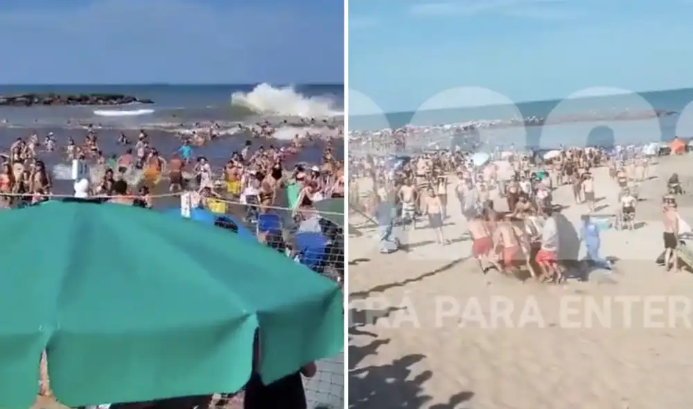 Una ola gigante en una playa de Argentina, llena de turistas, dejó un muerto y 35 heridos.