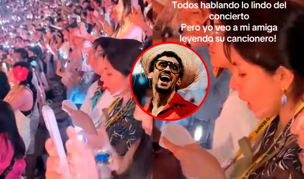La asistente leía atentamente su cancionero con la música de Bad Bunny.