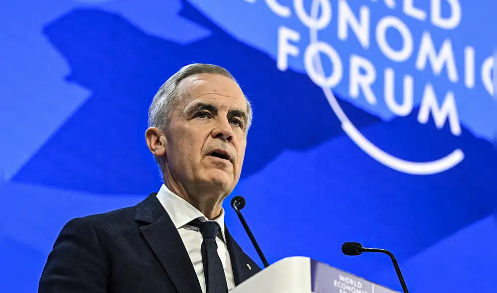 El primer ministro Mark Carney reafirmó el apoyo de Canadá a Groenlandia, Dinamarca y la OTAN. Foto: AFP.