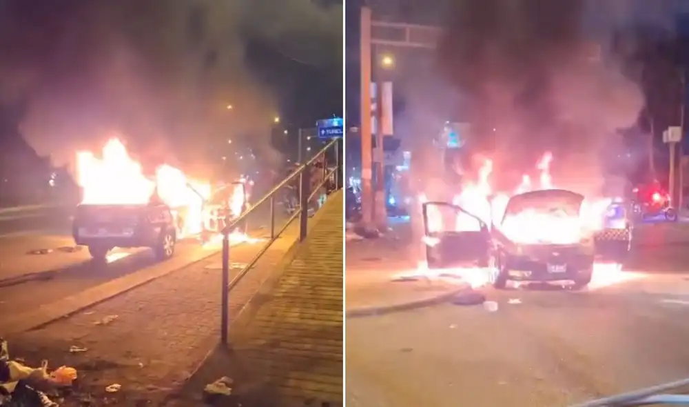 Incendio de taxi en prolongación Tacna Incendio de taxi en prolongación Tacna