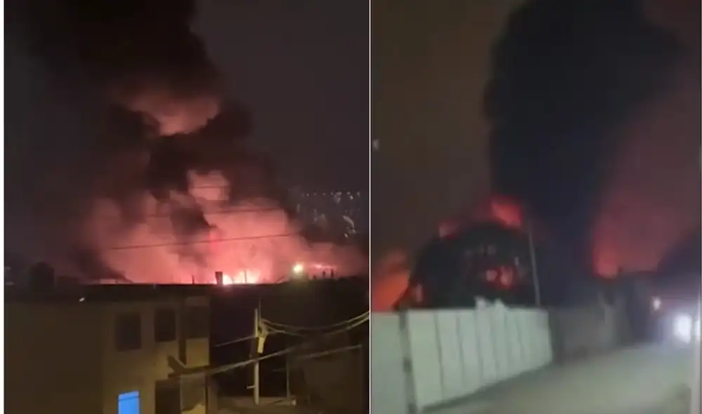 Incendio consumió fábrica de plásticos en Lima Norte. Foto: América TV