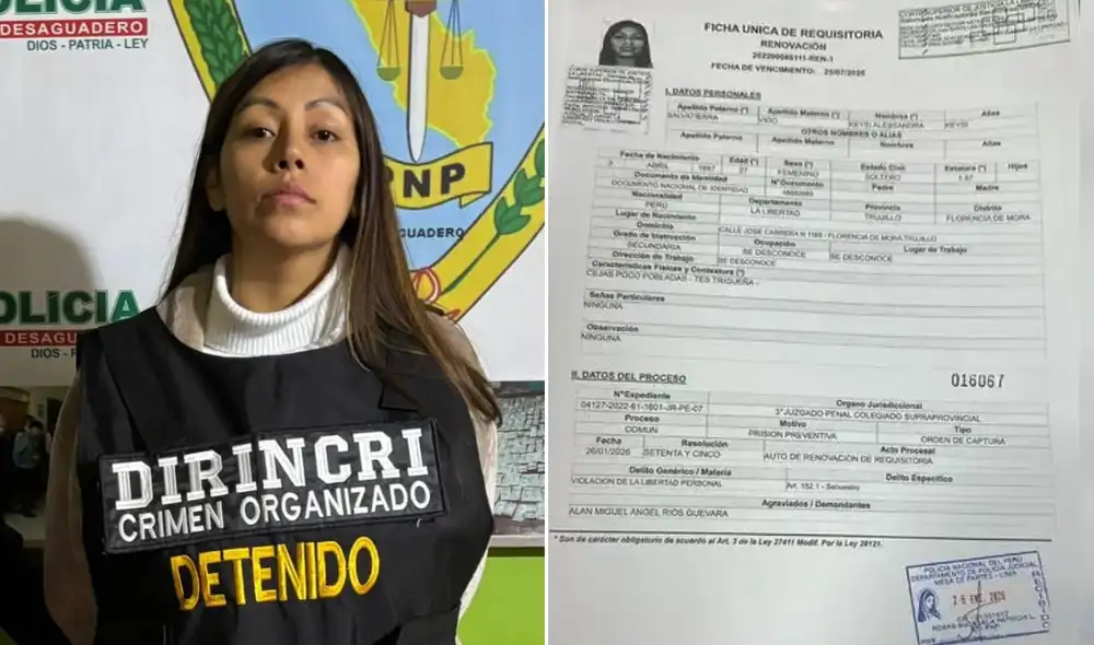 Keysi, capturada en Bolivia. Ella integró la banda Los Pulpos  según la PNP.