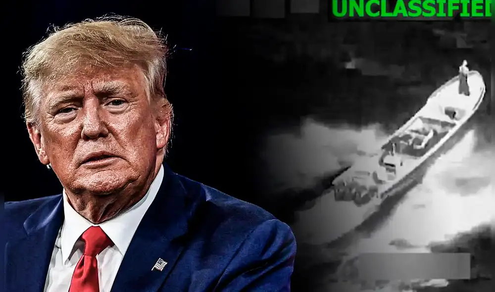 El presidente Trump afirmó que en el ataque militar estadounidense contra una embarcación el 14 de octubre. Foto: Composición LR.