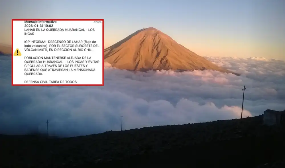 Alerta en el Misti por descenso de lodo volcánico