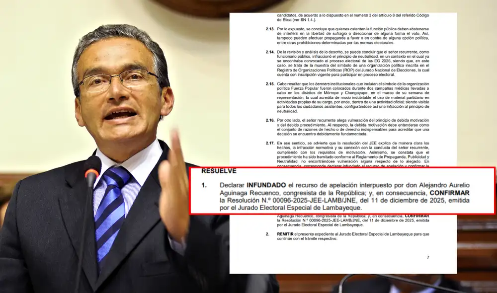 Alejandro Aguinaga infringió neutralidad electoral, según JNE.