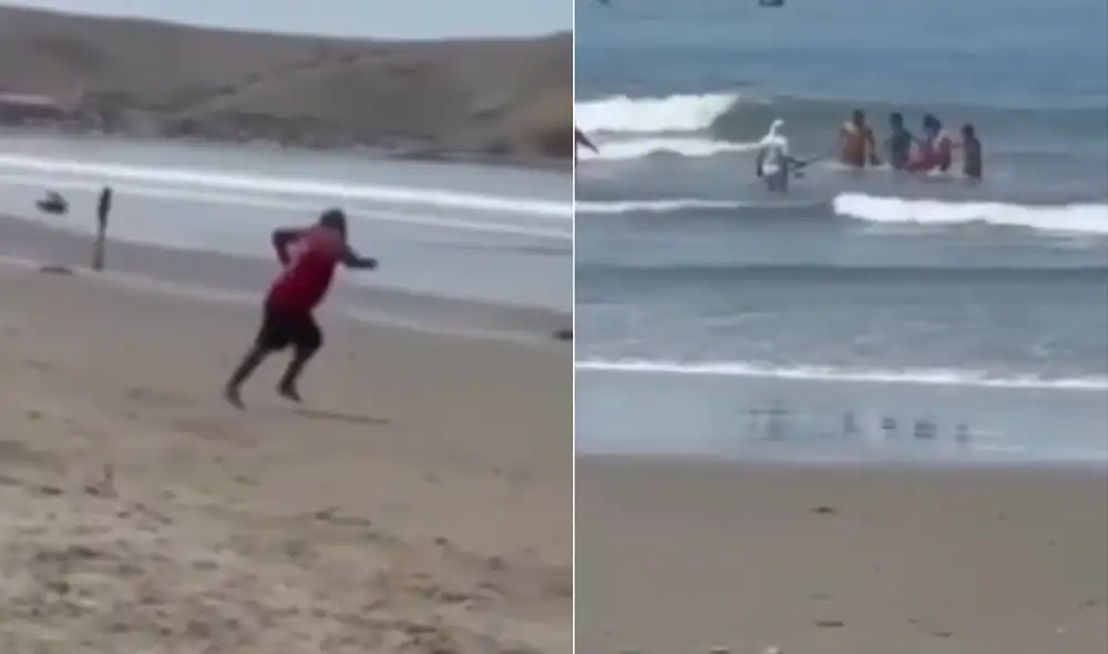 Vendedor ambulante salva la vida de menores de edad de ser ahogados en la playa de Barranca.