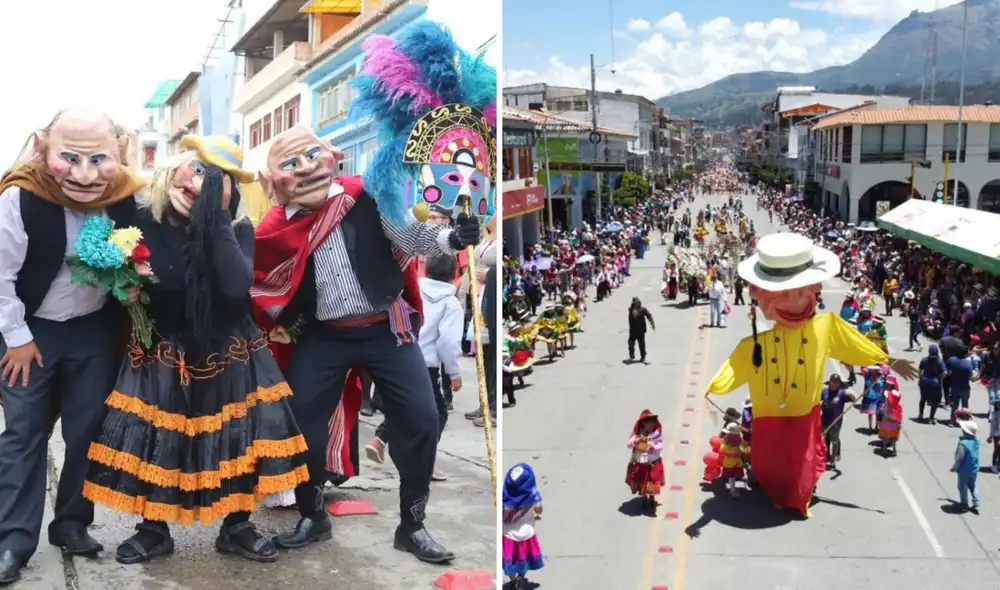 Los habitantes de Huaraz celebran el Carnaval Huaracino, una fiesta llena de música, danza y color