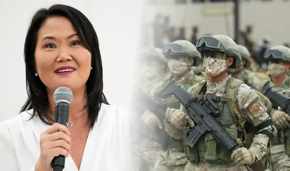 Keiko Fujimori propone que las Fuerzas Armadas tomen control de cárceles y fronteras para combatir el crimen. Foto: composición LR