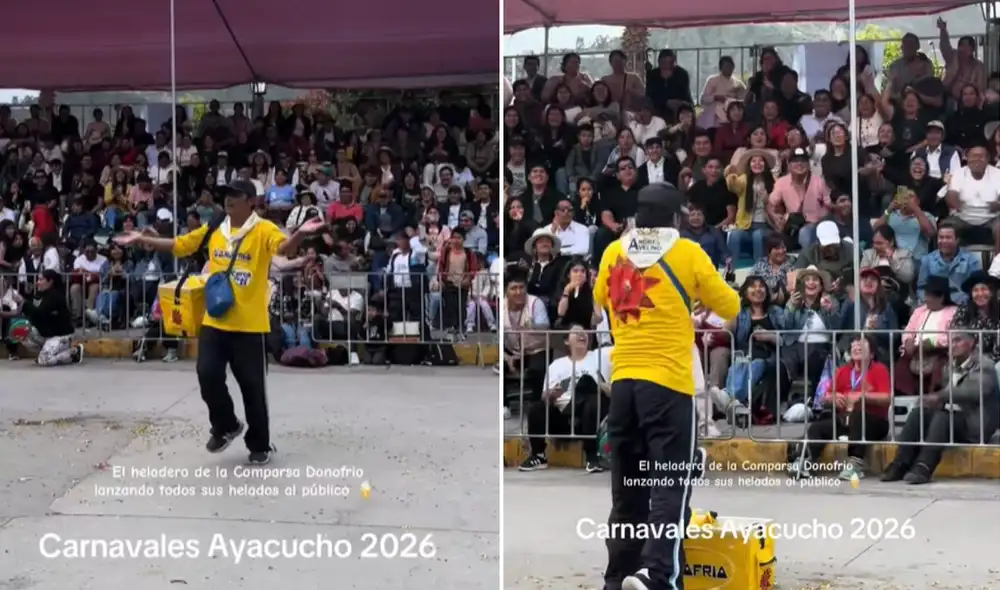 Heladero regaló productos de D'Onofrio a asistentes del Carnaval de Ayacucho.