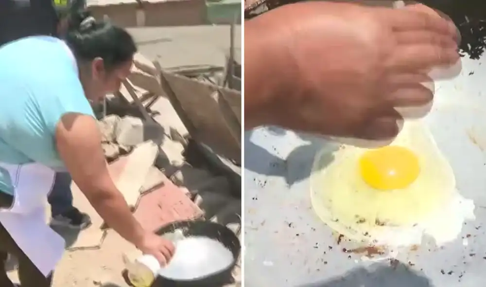 La vecina de la olla común  mostró como logró freír un huevo solo usando el calor del sol.