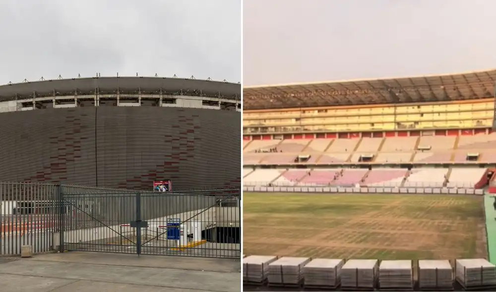 Cancha del Estadio Nacional luce en malas condiciones tras albergar diversos eventos. Foto: FPF/TikTok/composición LR