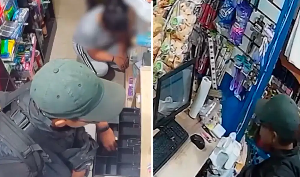 La vendedora permaneció agachada bajo el mostrador mientras el delincuente fingía ser un trabajador.