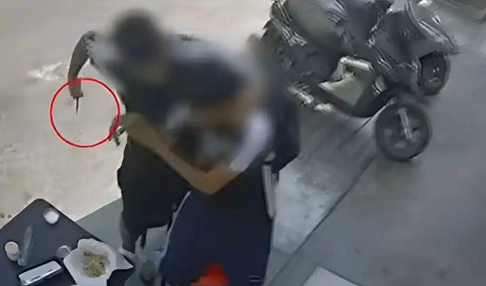 Un escolar fue asaltado en una pollería en Los Olivos, Lima, mientras almorzaba. Dos delincuentes lo atacaron, robándole el celular y otros objetos.