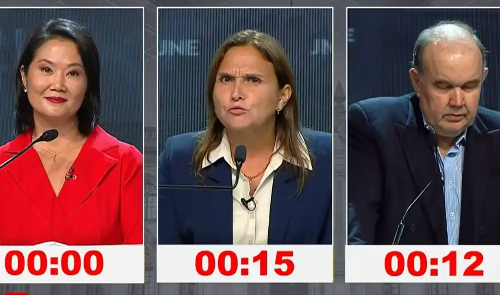 Keiko Fujimori y Rafael López Aliaga también intercambiaron comentarios durante el debate. Foto: difusión.