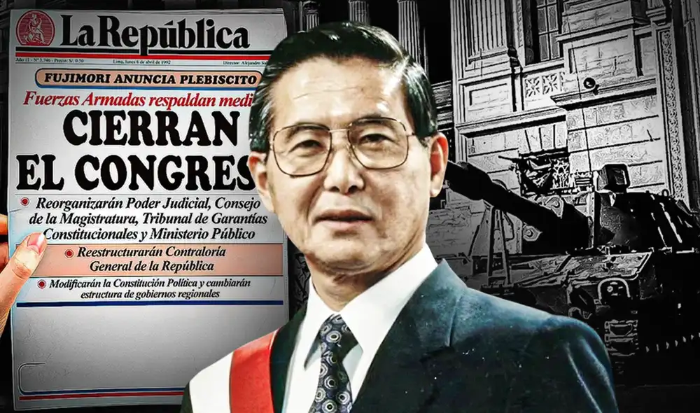 El fallecido exdictador Alberto Fujimori cerró el Congreso y capturó las instituciones del Estado el 5 de abril de 1992. Foto: Composición/LR