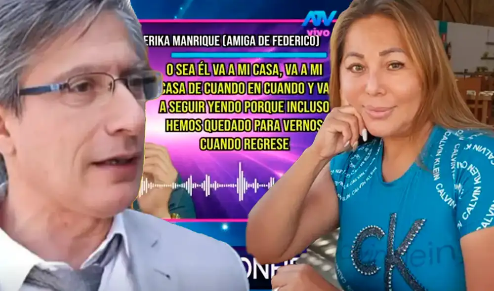 Federico Salazar fue ampayada abrazando a Erika Manrique. Foto: Composición LR/captura/YouTube/Instagram