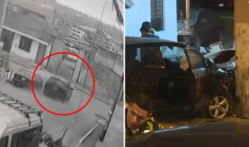 Imágenes de cámaras de seguridad revelan que auto venía a excesiva velocidad.