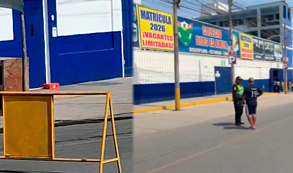 Dejan presunto explosivo en el frontis de colegio Dios es Amor.