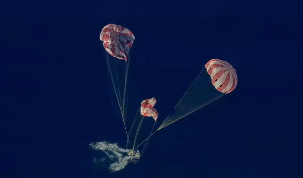 La misión Artemis amerizó con éxito en el oceano Pacífico. Foto: NASA La misión Artemis amerizó con éxito en el oceano Pacífico. Foto: NASA