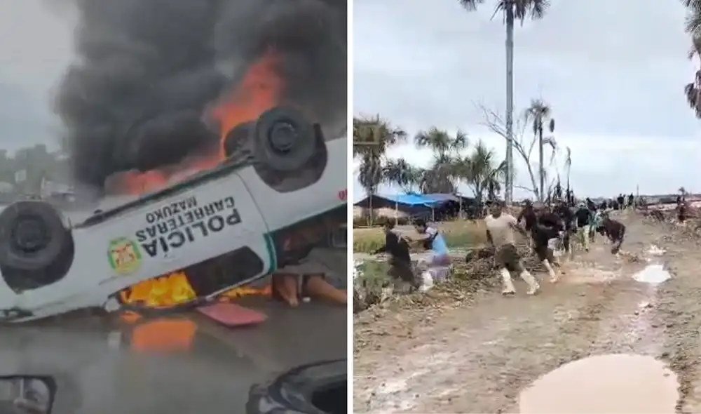 Una de las unidades policiales habría terminado incendiada.