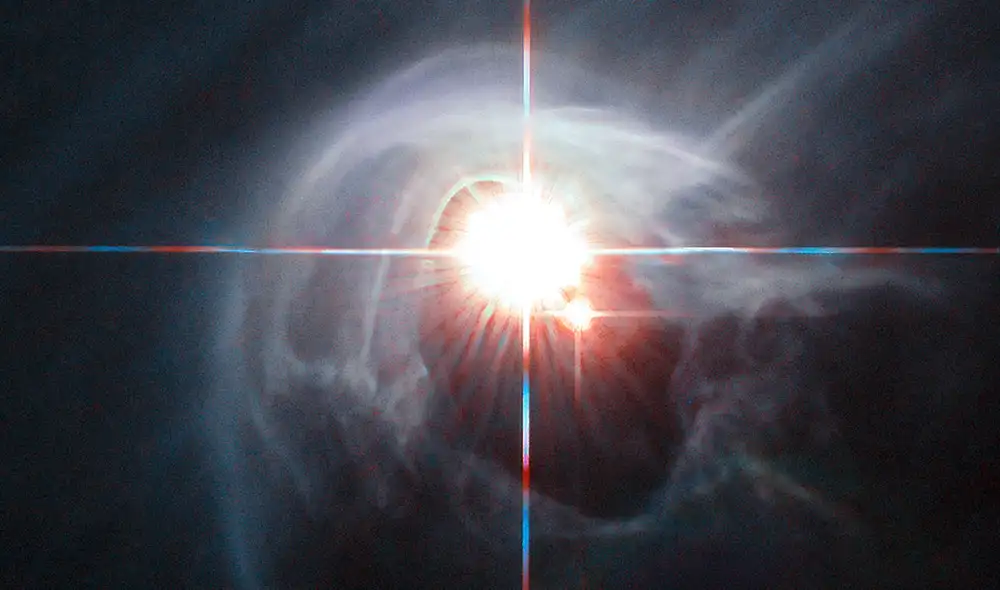 Sistema binario detectado por el telescopio Hubble.  Foto: ESA/Hubble y NASA.