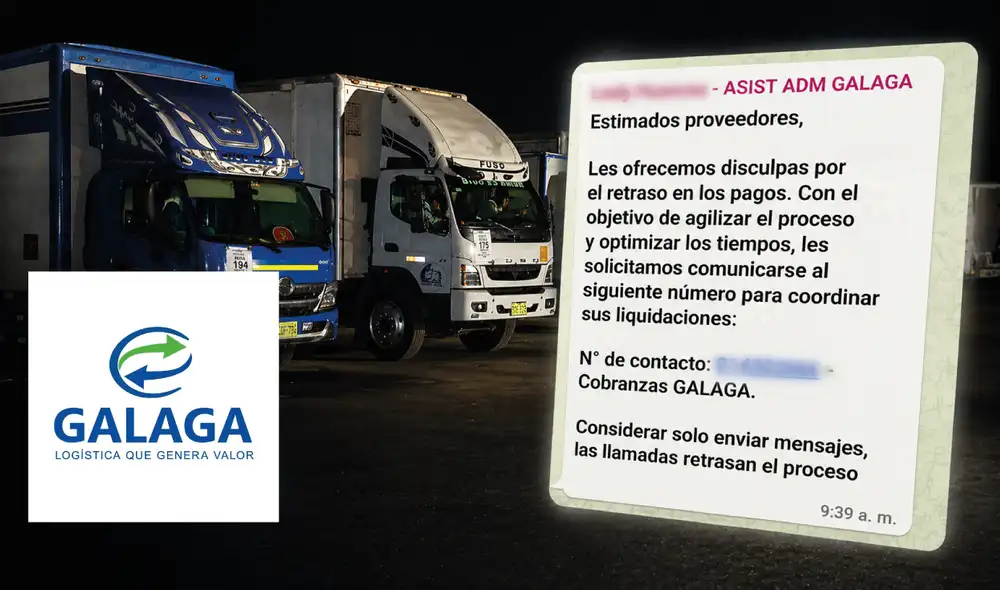 Mensaje enviado por Gálaga a sus proveedores el 15 de abril, en el que admite retrasos en los pagos luego del servicio de transporte electoral.