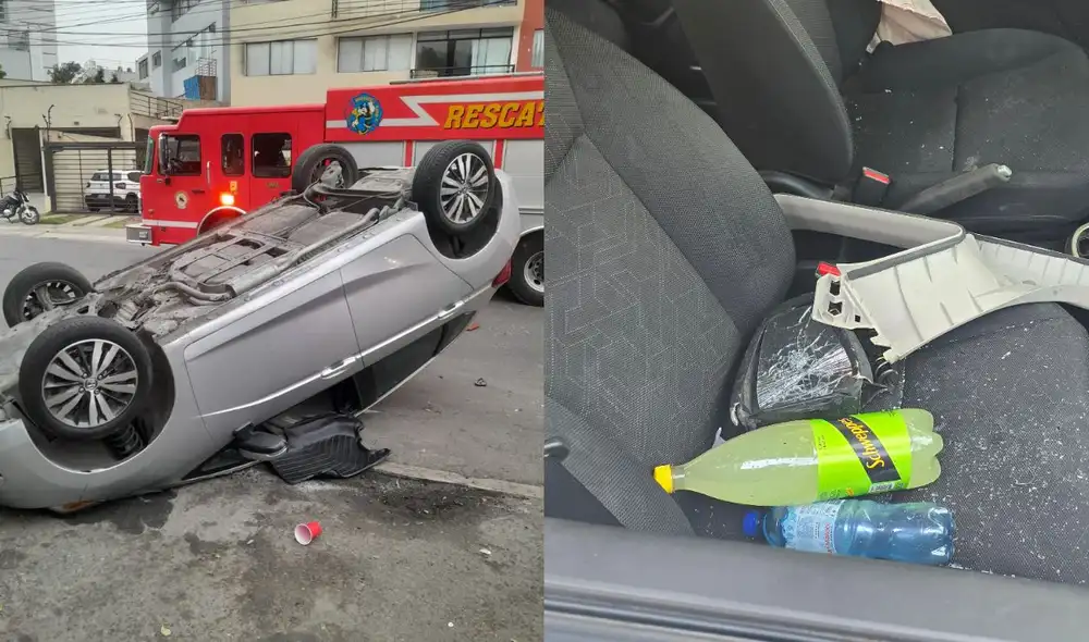 Dos jóvenes resultaron heridos tras la volcadura de un automóvil en el jirón Luis Sánchez Cerro, en el límite de Magdalena del Mar y Jesús María. El accidente ocurrió alrededor de las 6:35 a. m.