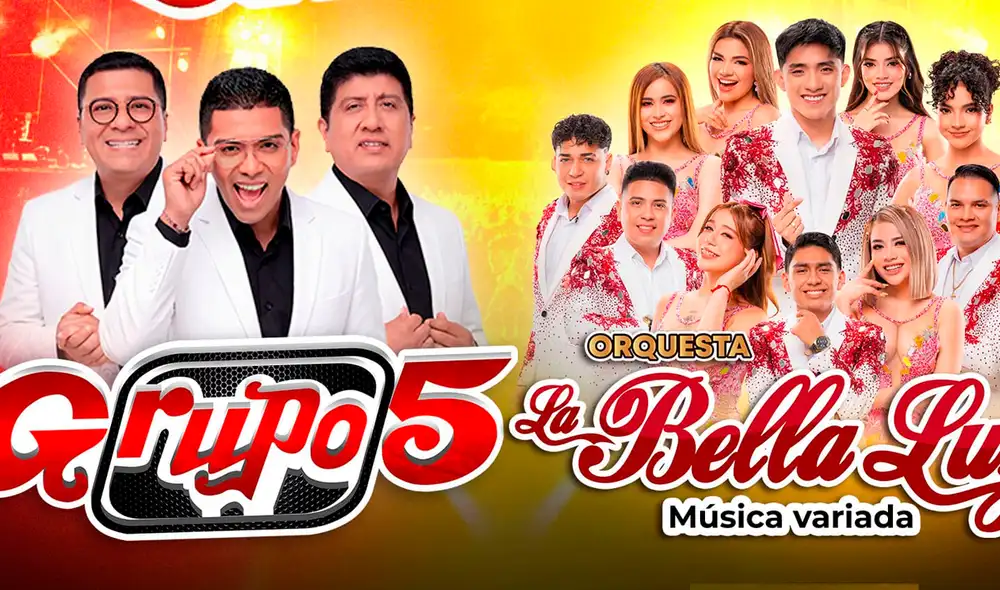 El Grupo 5 retoma sus presentaciones con conciertos en el sur de Perú, mientras que La Bella Luz y Masiel Málaga animan las celebraciones en Lima este fin de semana. Foto: difusión.