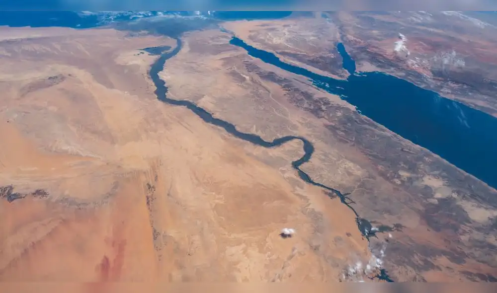 Imagen capturada desde el espacio muestra el río Nilo, el mar Rojo y la península del Sinaí. Foto: NASA