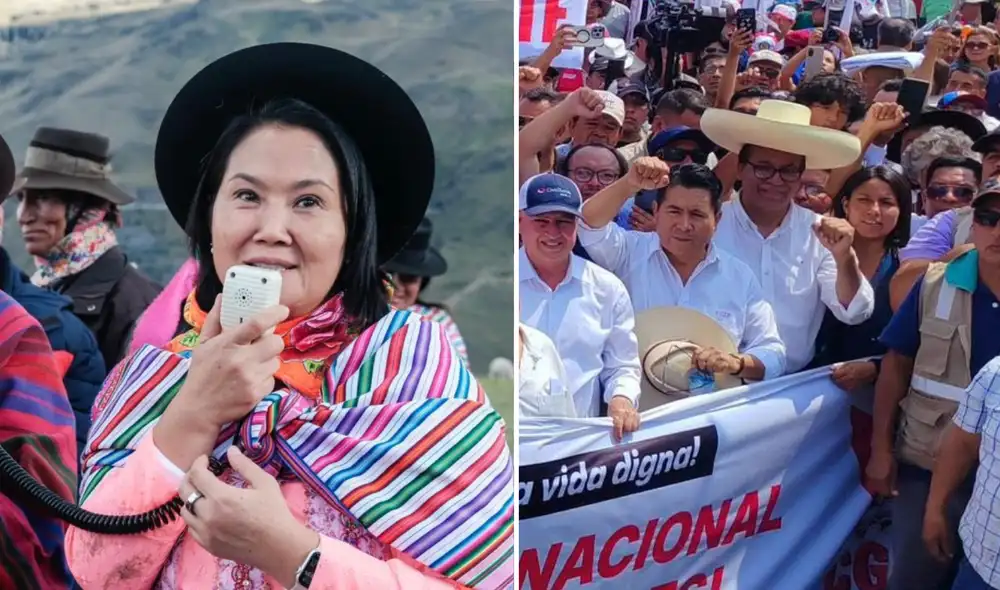 Keiko Fujimori en busca de votos del sur y Roberto Sánchez articula esfuerzos en Lima. Foto: composición LR