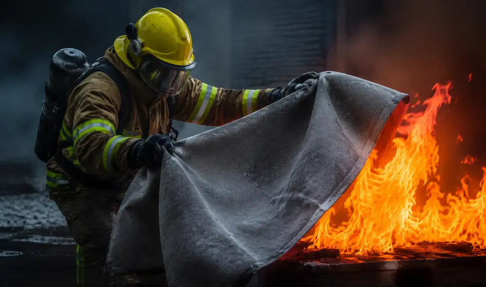 China ha desarrollado una manta ignífuga capaz de resistir temperaturas de hasta 1000 grados Celsius, diseñada para sofocar incendios rápidamente, bloqueando el oxígeno del fuego.