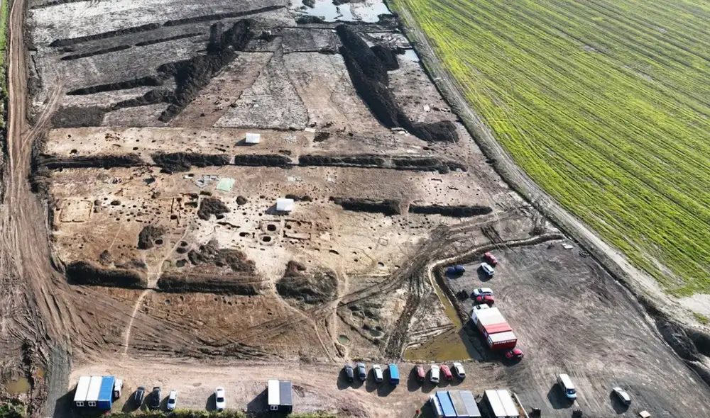 Vista aérea del asentamiento celta, Hradec Králové, República Checa. Foto: Archaelogy Magazine