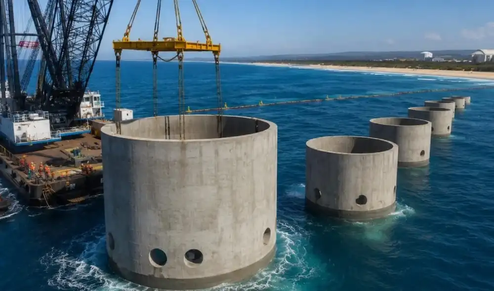 Australia instala estructuras gigantescas de hormigón en el lecho marino. Foto: Havadis Australia instala estructuras gigantescas de hormigón en el lecho marino. Foto: Havadis