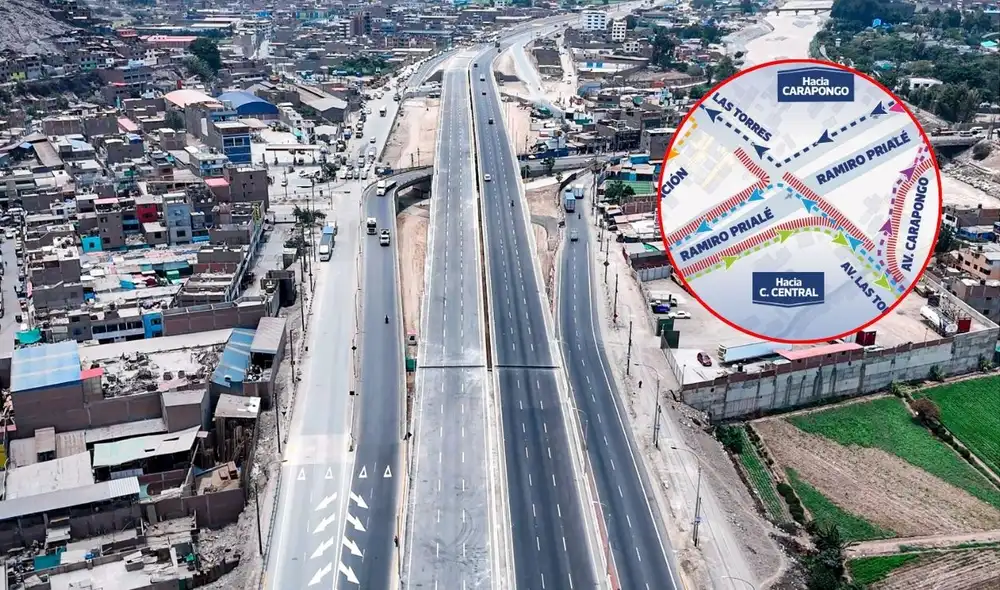 Implementan plan de desvíos vehiculares en Lima Este por obras en bypass Las Torres