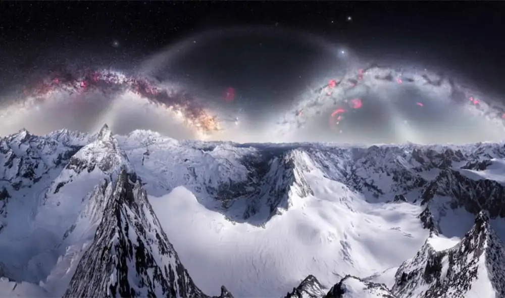 Una impresionante astrofotografía, captada a 4.200 metros en los Alpes, muestra un triple arco luminoso que ha llamado la atención incluso de la NASA.