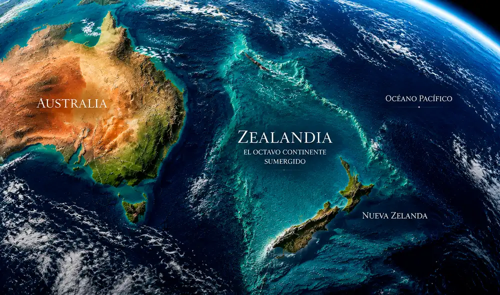 Una investigación revela la existencia de Zealandia, una inmensa masa de corteza continental oculta en el océano Pacífico sur. Este hallazgo invita a redefinir la clasificación de continentes.