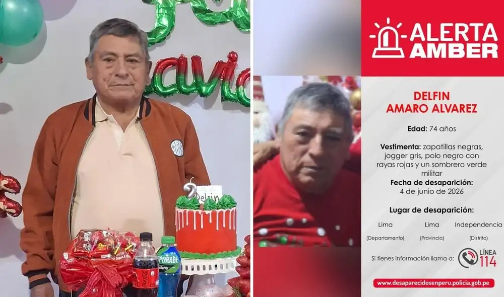 Un adulto mayor, Delfín Amaro, se encuentra desaparecido en el distrito de Independencia, Lima Norte. Fue visto por última vez en la zona de Los Alisos y frente a la estación Naranjal.