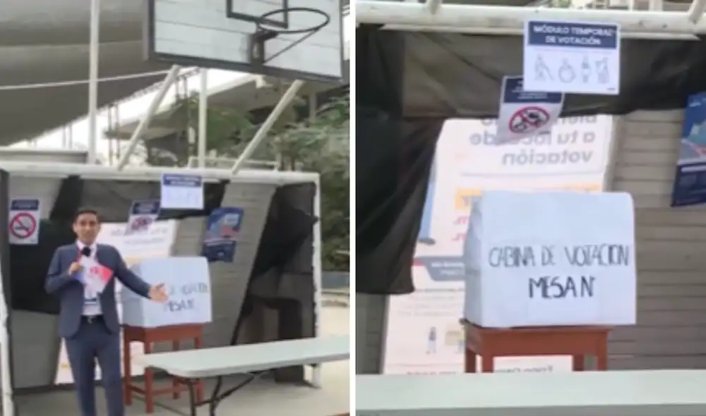 El curioso punto de votación se instaló en el arco de un colegio en Carabayllo