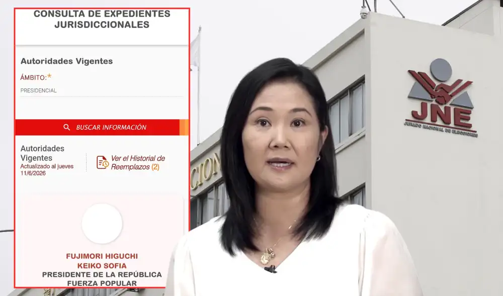 Portal del JNE muestra a Keiko Fujimori como presidenta electa.