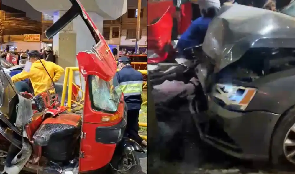 Un accidente de tránsito en San Juan de Lurigancho dejó cuatro heridos, incluidos dos menores. El choque fue entre un automóvil y una mototaxi en el sector de Caja de Agua. Un accidente de tránsito en San Juan de Lurigancho dejó cuatro heridos, incluidos dos menores. El choque fue entre un automóvil y una mototaxi en el sector de Caja de Agua.