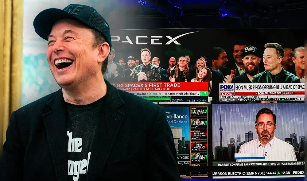 A pesar de la celebración por el éxito de la OPI, Musk permaneció en Texas, donde supervisó el lanzamiento de 29 satélites Starlink. Foto: Composición LR/AFP.