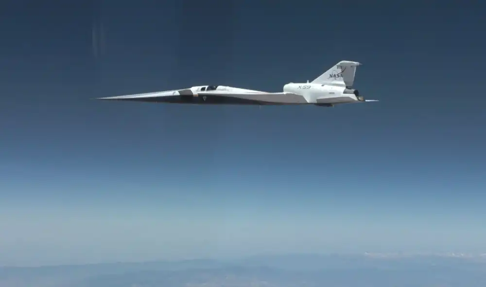 El avión de investigación supersónico silencioso X-59 de la NASA. Foto: NASA / Lori Losey