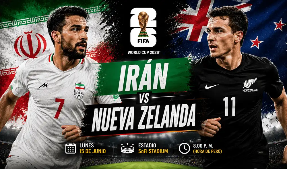 Irán y Nueva Zelanda se enfrentarán por el grupo G del Mundial 2026. Foto: Composición LR/ChatGPT Irán y Nueva Zelanda se enfrentarán por el grupo G del Mundial 2026. Foto: Composición LR/ChatGPT