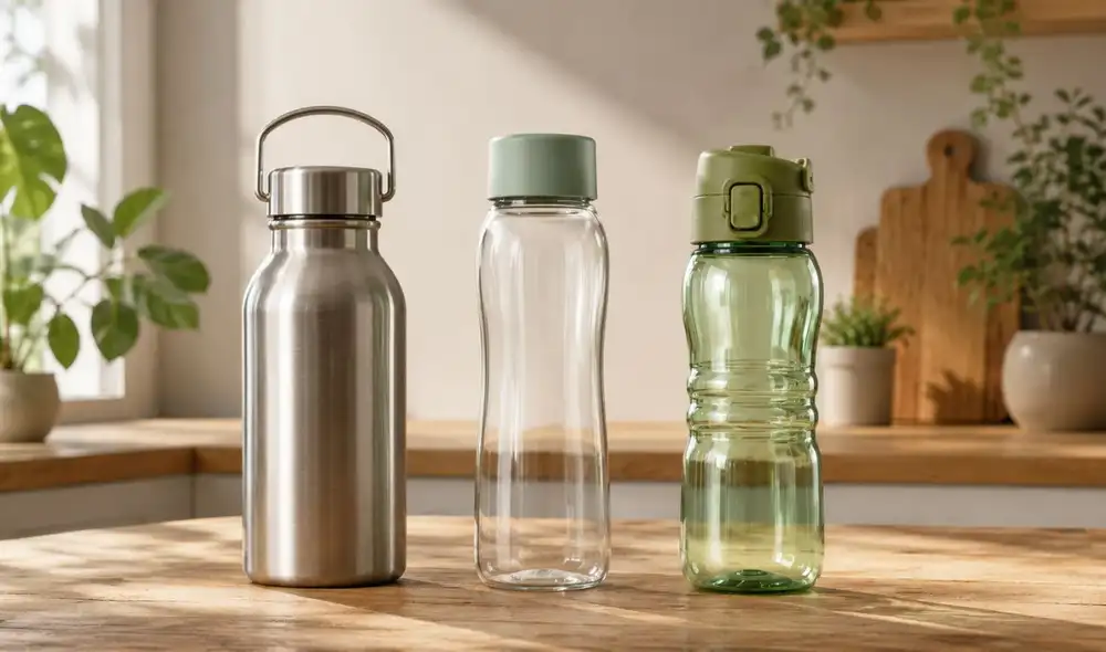 Las botellas de metal, vidrio y plástico ofrecen distintas ventajas y desventajas para el uso diario. Las botellas de metal, vidrio y plástico ofrecen distintas ventajas y desventajas para el uso diario.