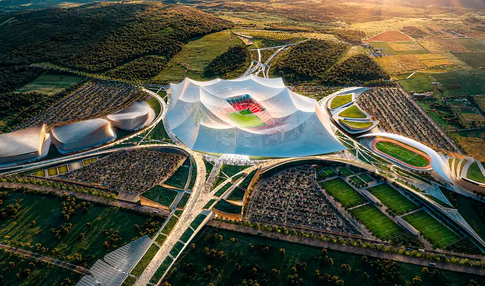 El Grand Stade Hassan II de Marruecos será clave en la organización del Mundial 2030 junto a España y Portugal. El Grand Stade Hassan II de Marruecos será clave en la organización del Mundial 2030 junto a España y Portugal.